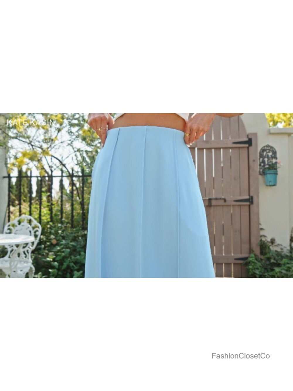 Flowy Midi A-Line Skirt with Pockets High Waisted Pleated Skirt - Picture 5 of 6